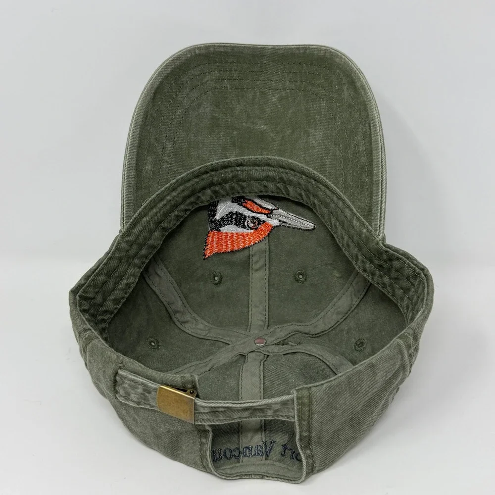 ECO Fort Vancouver Woodpecker Embroidered Olive Green Cotton Dad Hat Cap OSFA